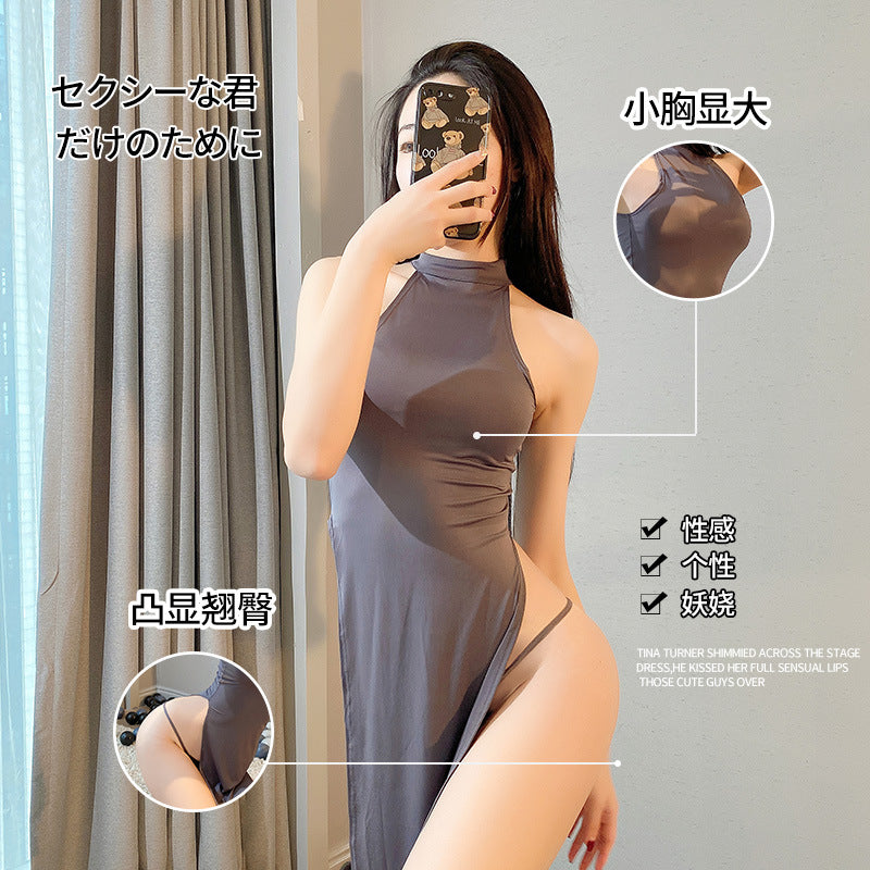 High-neck Side-slit Sexy Jumpsuit Set