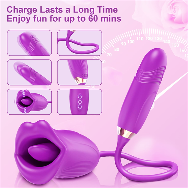 Quusvik - Rose Muncher Rose Kiss Tongue Vibrator With Thrusting Dildo Vibrator
