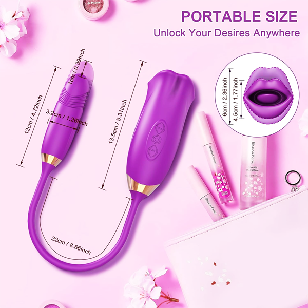 Quusvik - Rose Muncher Rose Kiss Tongue Vibrator With Thrusting Dildo Vibrator