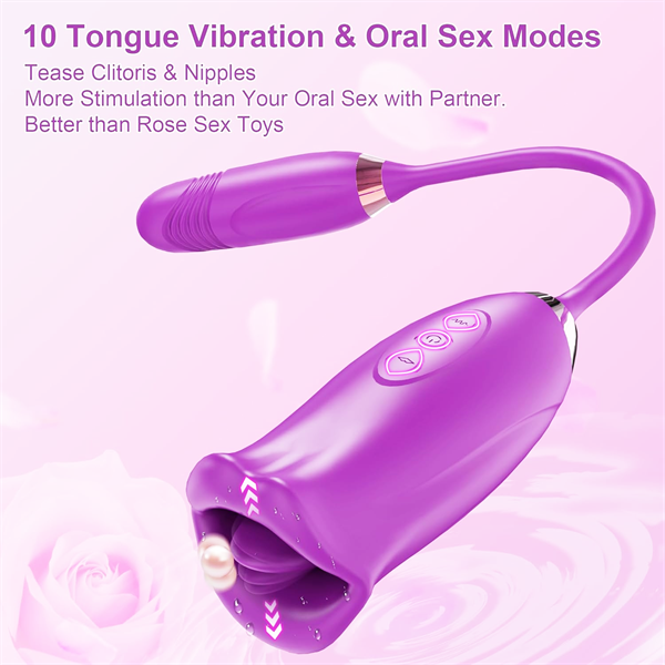 Quusvik - Rose Muncher Rose Kiss Tongue Vibrator With Thrusting Dildo Vibrator