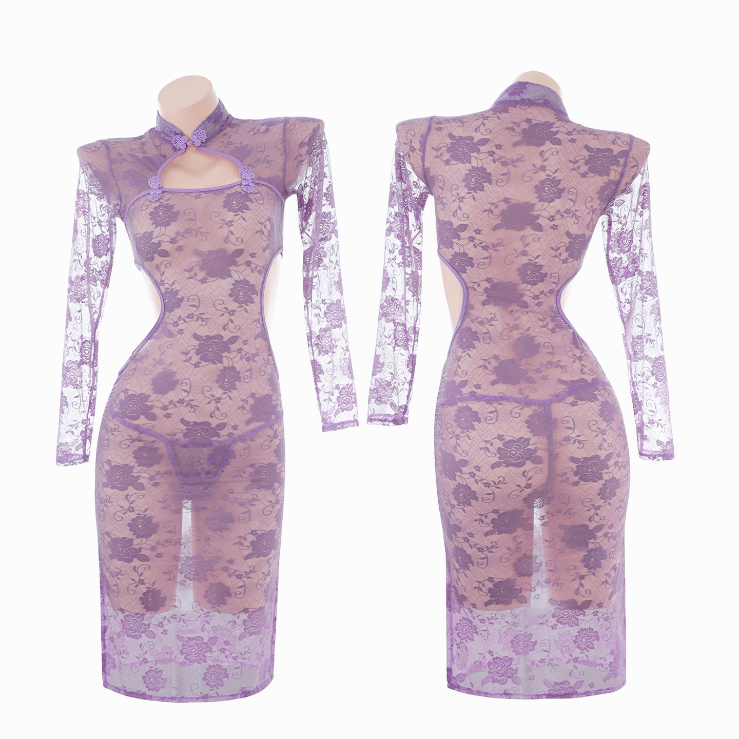 Lace See-through Cheongsam Suit