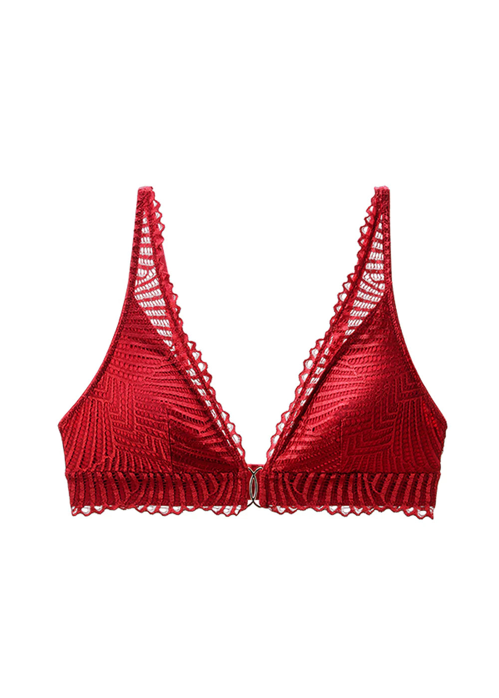 Red Lace Triangle Bralette with Removable Padding