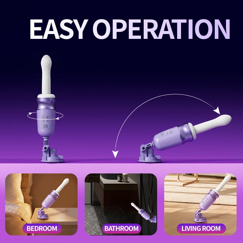 Quusvik - Pure Moon G-Spot Vibrator – 7 Thrusting & Heating Modes, APP Controlled Dildo Machine with Display & Suction Cup