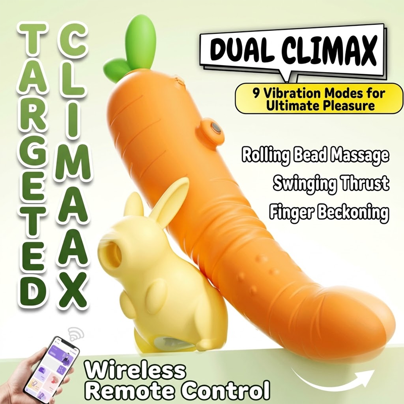 Cute Rabbit & Carrot Modular Suction & Heated Vibrating Wand Set