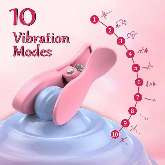 Quusvik Vibrating Nipple Clamps – 10 Vibration Modes, Remote Control, IPX6 Waterproof, Gentle Grip (Pink)