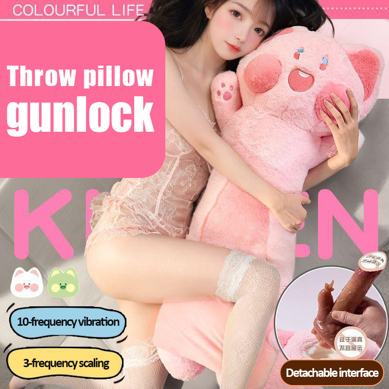 Cat Pillow Hidden Dildo Vibrator | 10-Speed Vibration + 3-Speed Thrusting | Automatic Licking & Suction