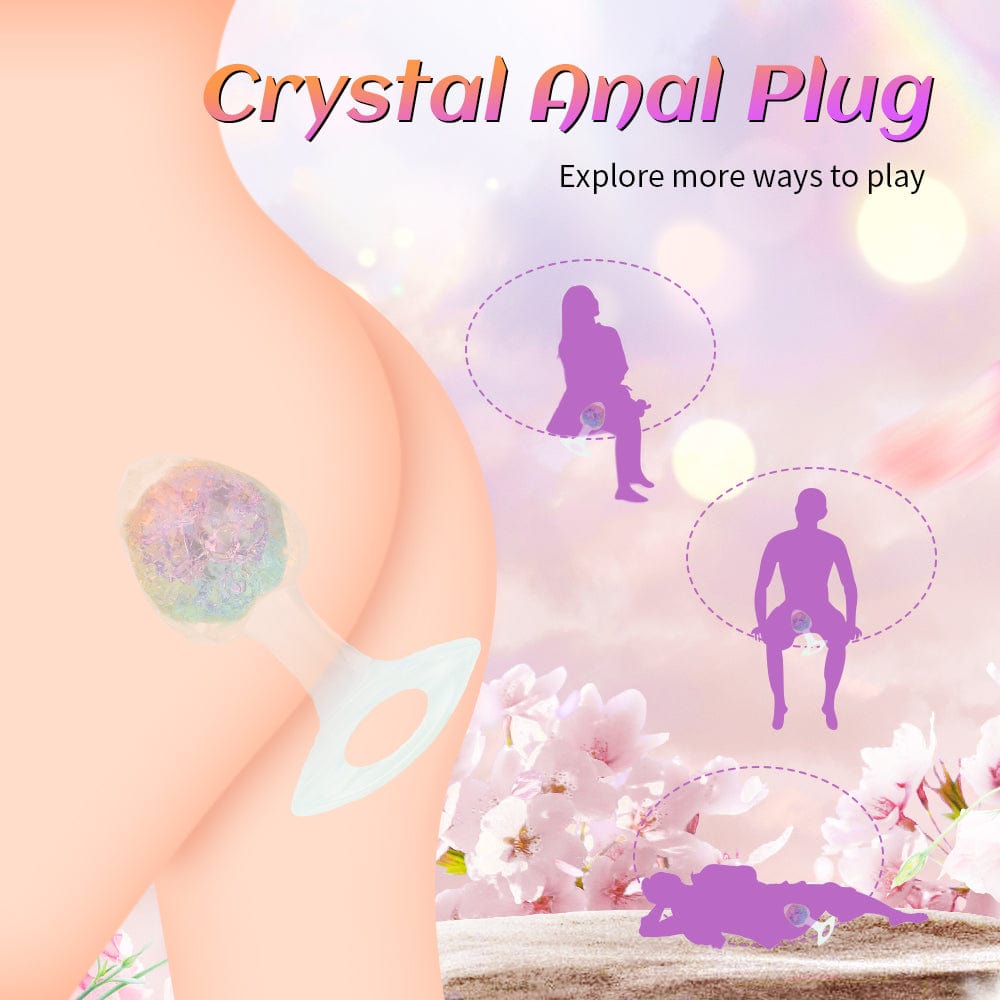 Quusvik Diamond Crystal Rainbow Butt Plug – 3 Sizes, Sensory Glass Beads, Discreet Wear, Body-Safe Silicone