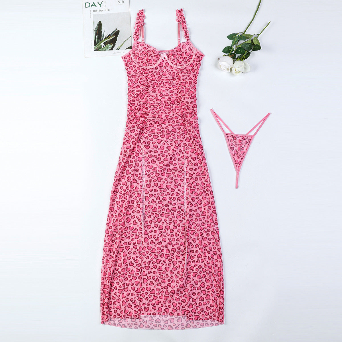 Love High Slit Long Dress Sexy Sling Dress T-Back