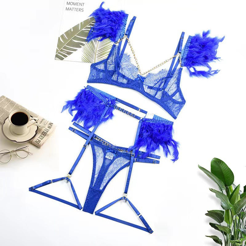 Four - piece Lace Splicing Chain Sexy Slimming Lingerie