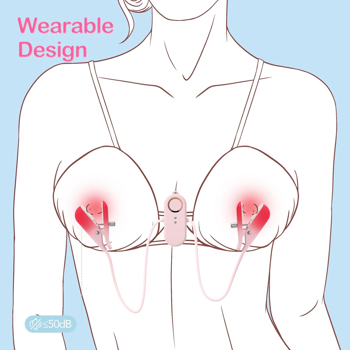 Quusvik 2-in-1 Wearable Nipple & Clitoral Vibrator – 10 Vibration Modes, Remote Control, IPX6 Waterproof