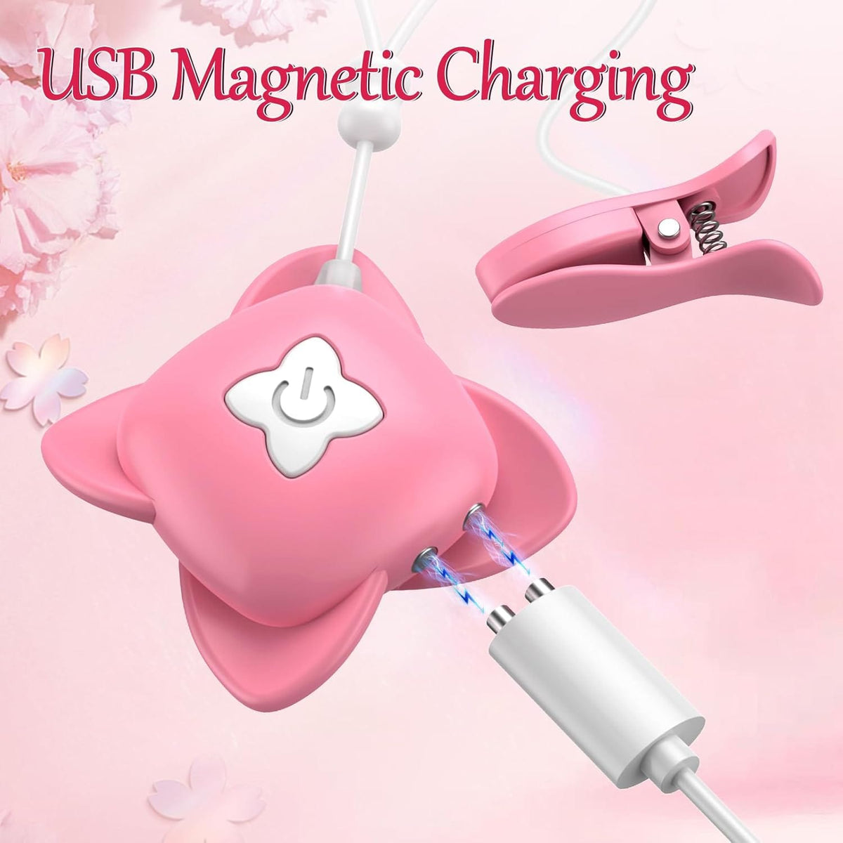 Quusvik Vibrating Nipple Clamps – 10 Vibration Modes, Remote Control, IPX6 Waterproof, Gentle Grip (Pink)