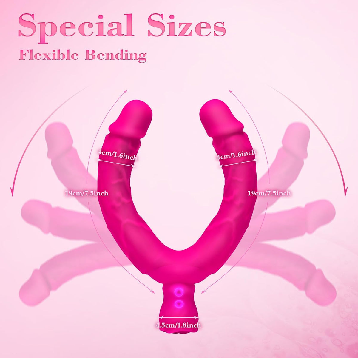 7.5'' Double Ended Vibrating Rose Dildo Anal Dildo with 10 Vibrating Modes