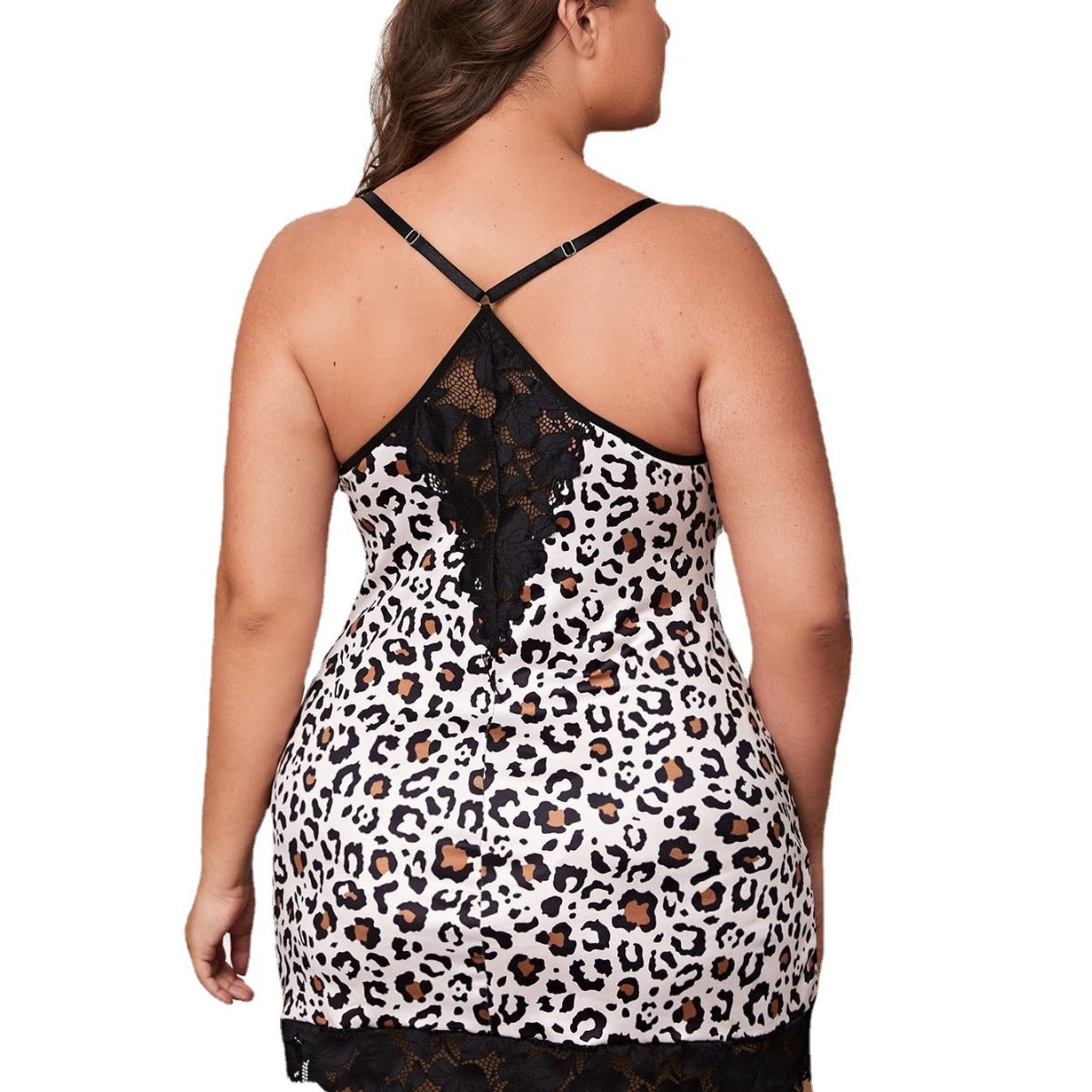 Plus-Size Erotic Nightgown Sexy Leopard Print Pajamas