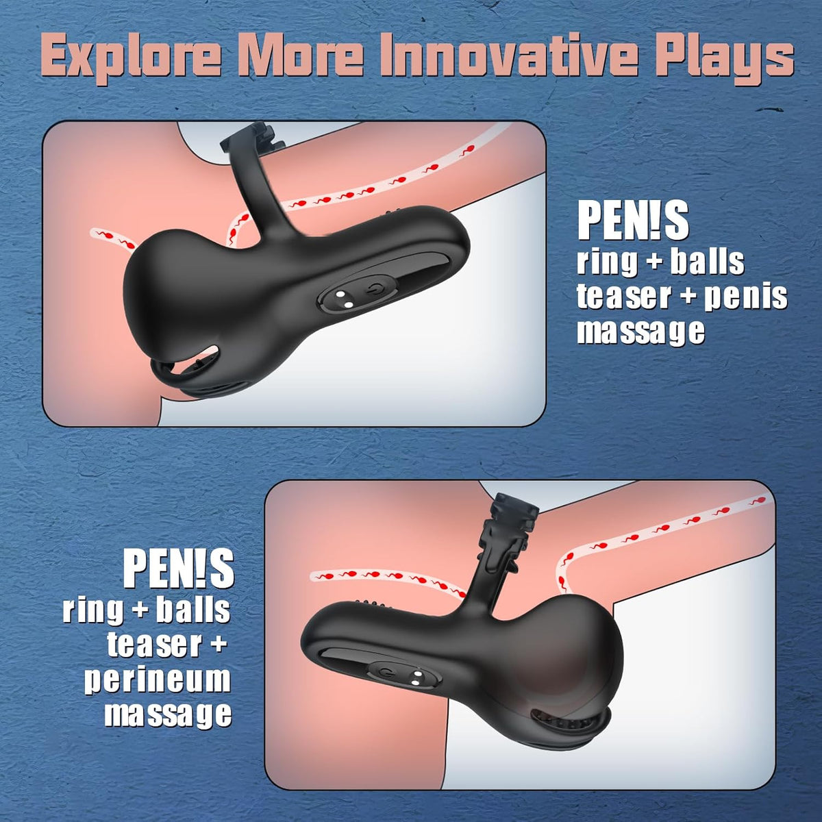 3 In 1 Vibrating Adjustable Penis Ring Vibrator