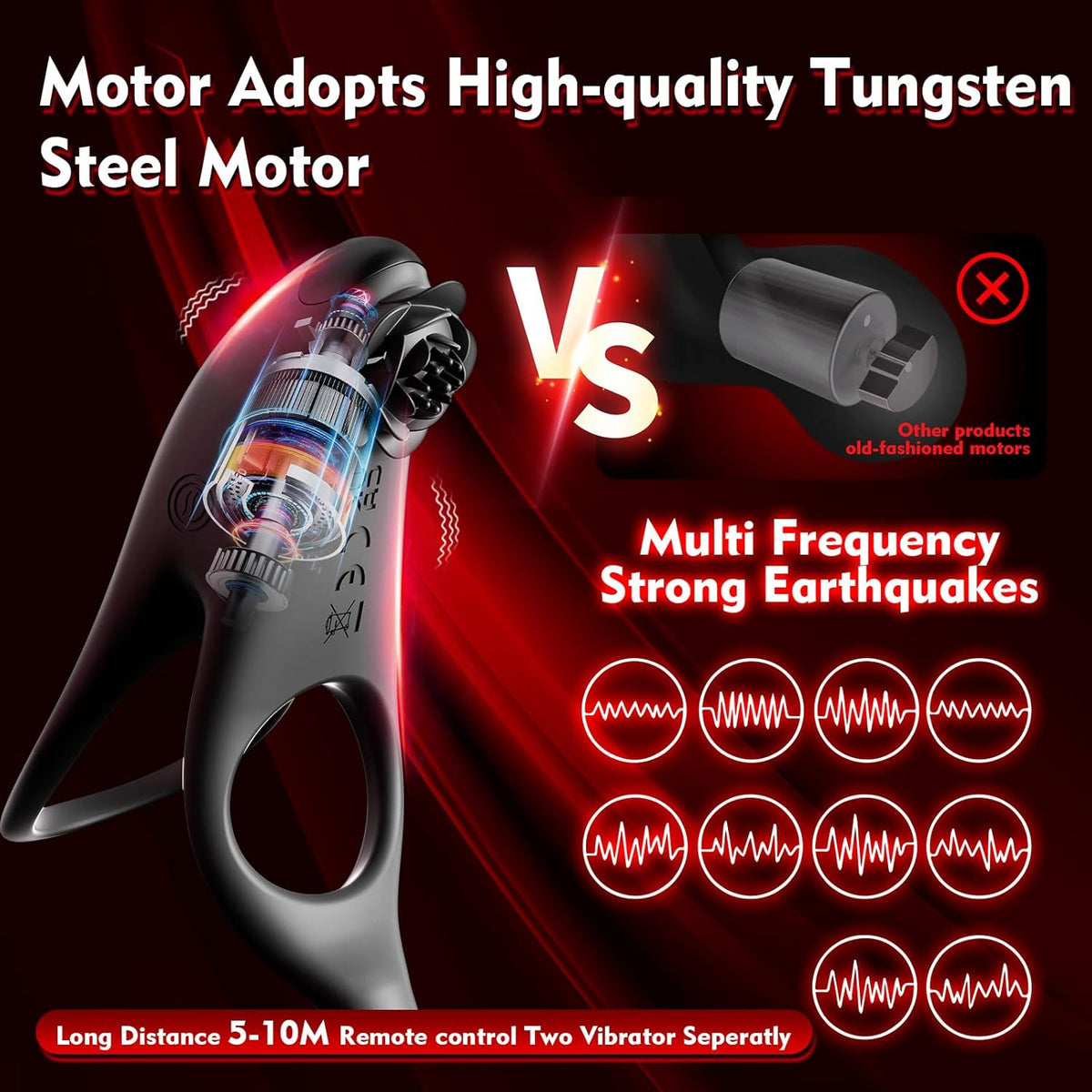 Detachable Design Vibrating Cock Penis Ring With Anal Plug for Couple