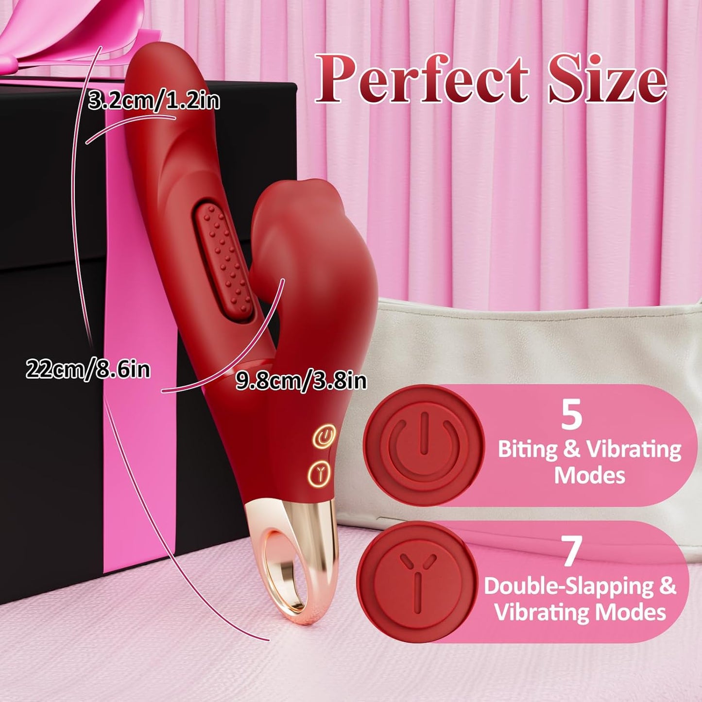 Quusvik Oral G-Spot Vibrator – 7 Flapping & 5 Biting Modes, 3-in-1 Stimulation, Rose Gold Pull Ring, IPX5 Waterproof