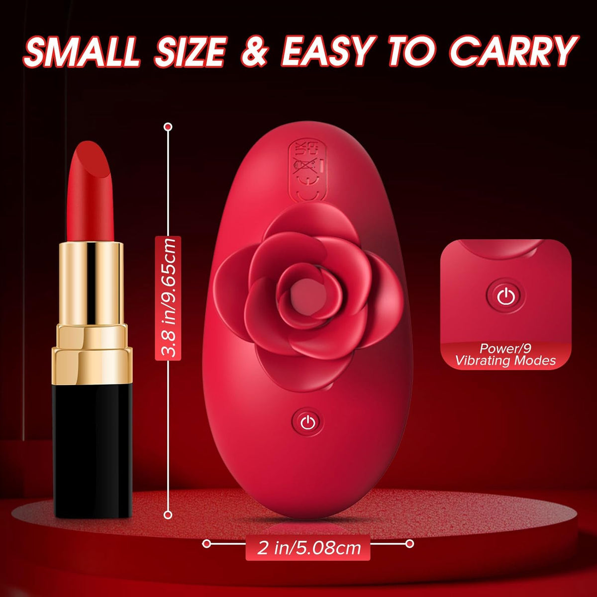 Quusvik Rose Mini Bullet Vibrator – 9 Vibration Modes, Clitoral & Nipple Stimulator, Waterproof & Quiet