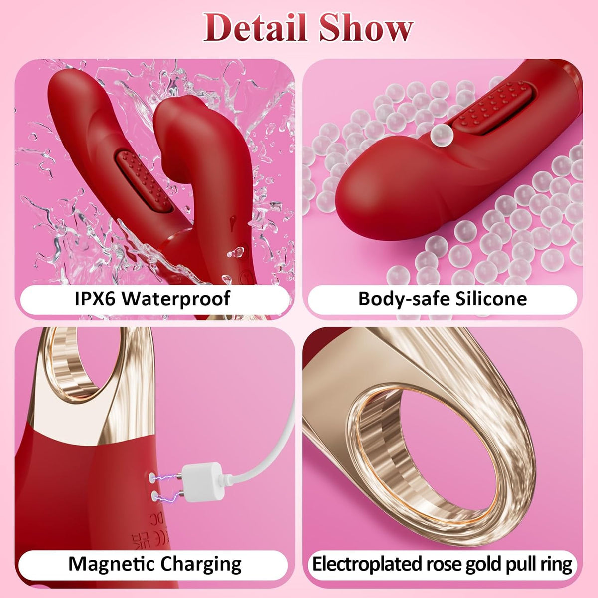 Quusvik Oral G-Spot Vibrator – 7 Flapping & 5 Biting Modes, 3-in-1 Stimulation, Rose Gold Pull Ring, IPX5 Waterproof