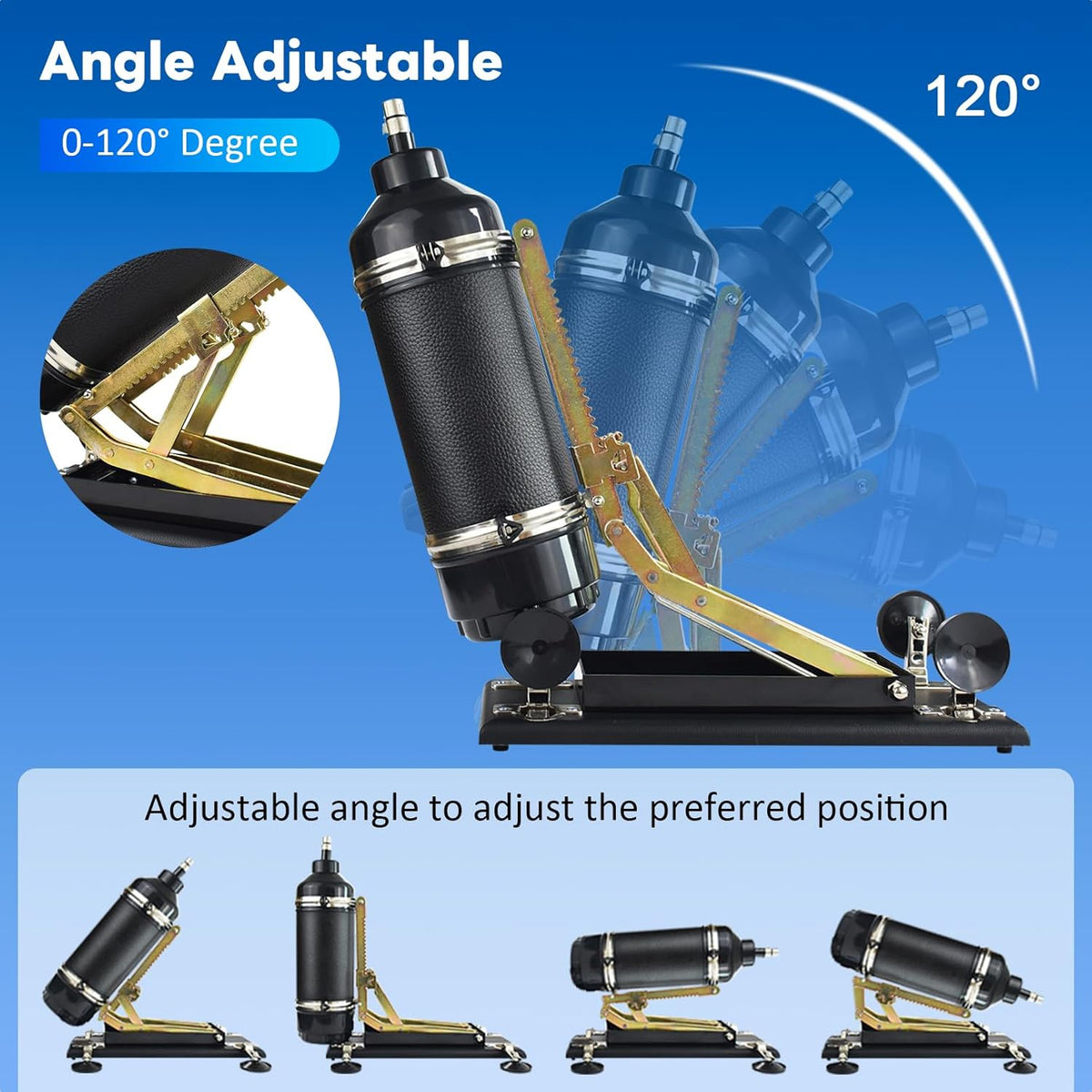 Quusvik Automatic Thrusting Pleasure Machine with Suction Cup and Dildo Attachments