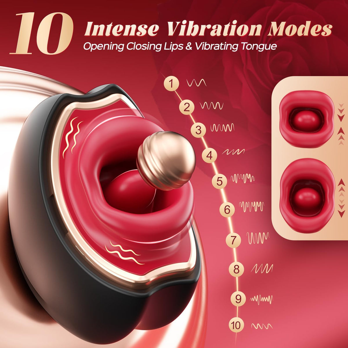 Quusvik - Upgraded Rose Mouth-Shaped Vibrator | Biting, Licking & Clitoral Stimulation