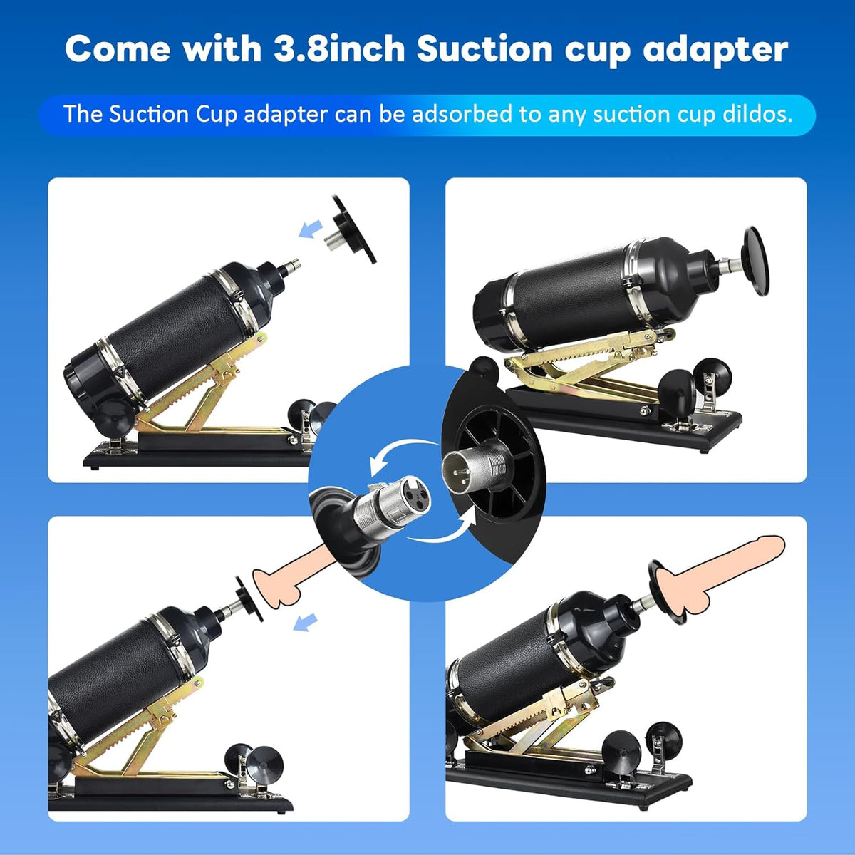 Quusvik Automatic Thrusting Pleasure Machine with Suction Cup and Dildo Attachments