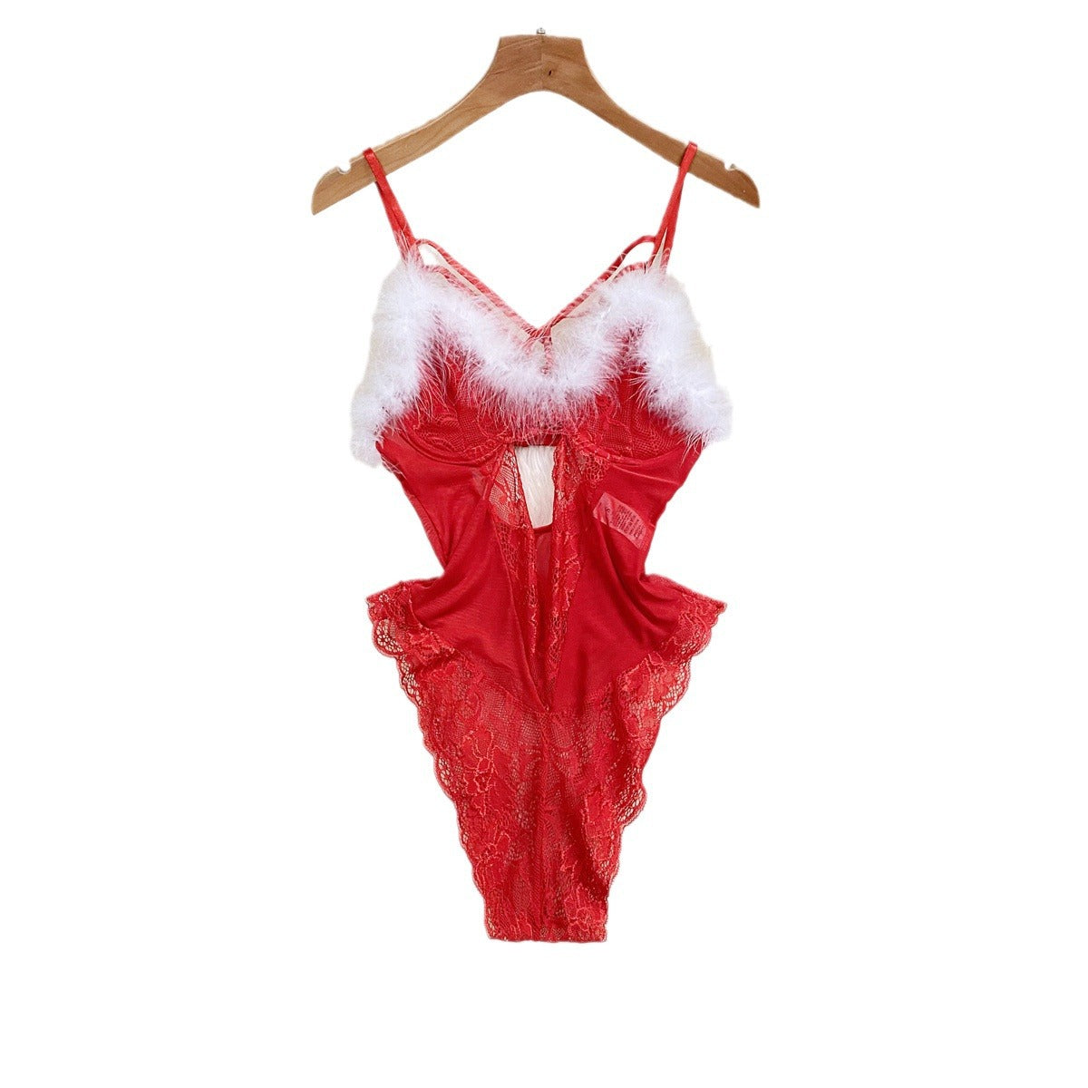 Sexy Lingerie Plush Jumpsuit Temptation Suit Sexy Lace Mesh with Steel Ring