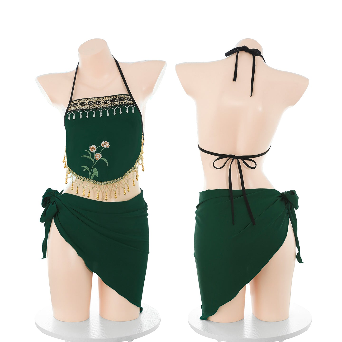 Satin Embroidered Bellyband Sexy Lingerie Set