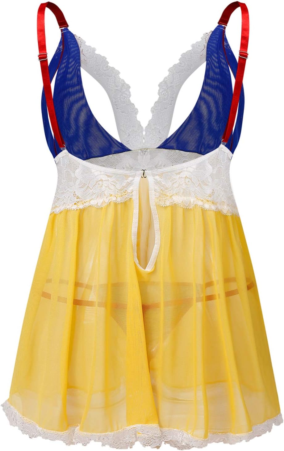 Deep V-Neck Erotic Pajamas Sexy Lingerie with Flower Lace Sleep Dress