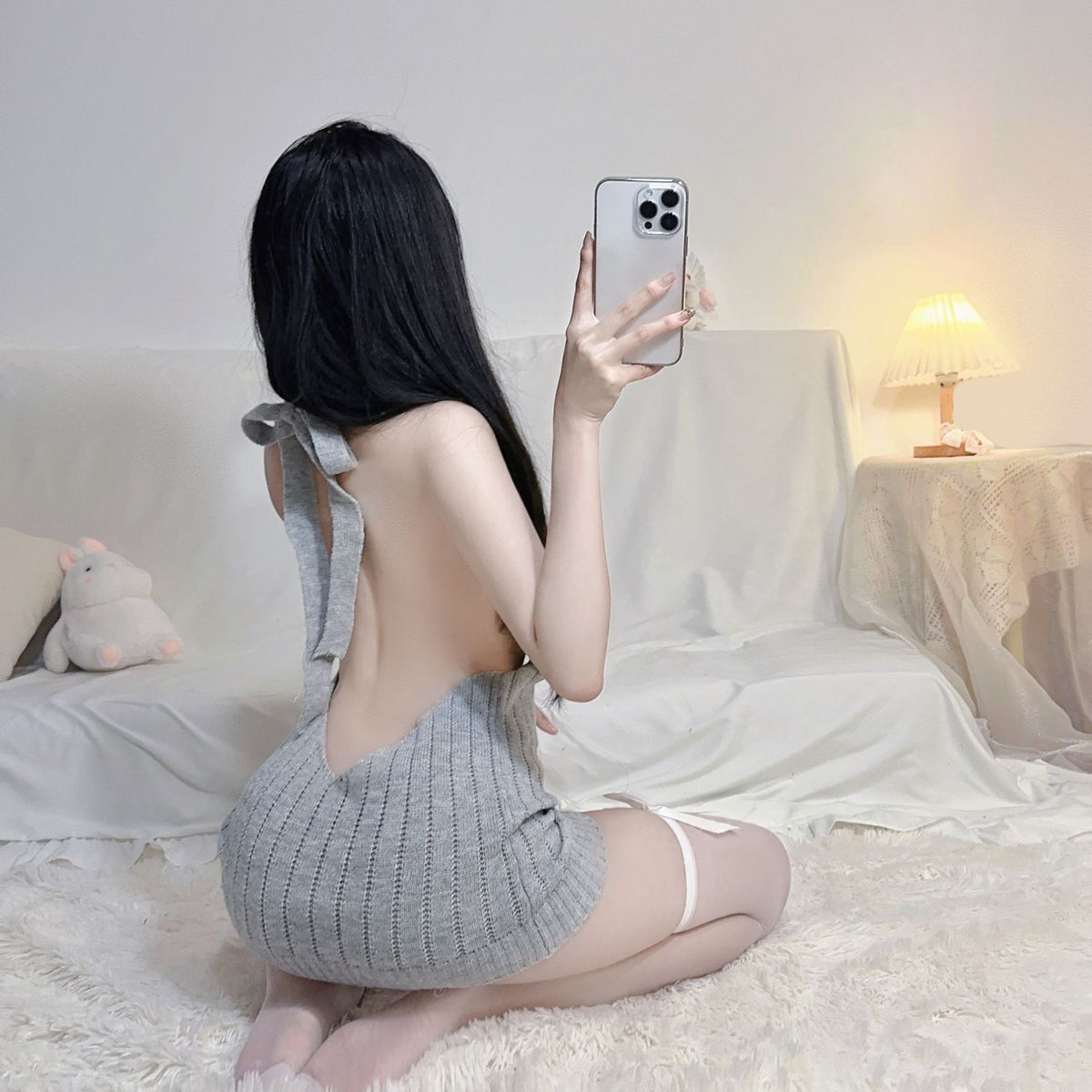 Halter Sweater Backless Dress Sexy Lingerie