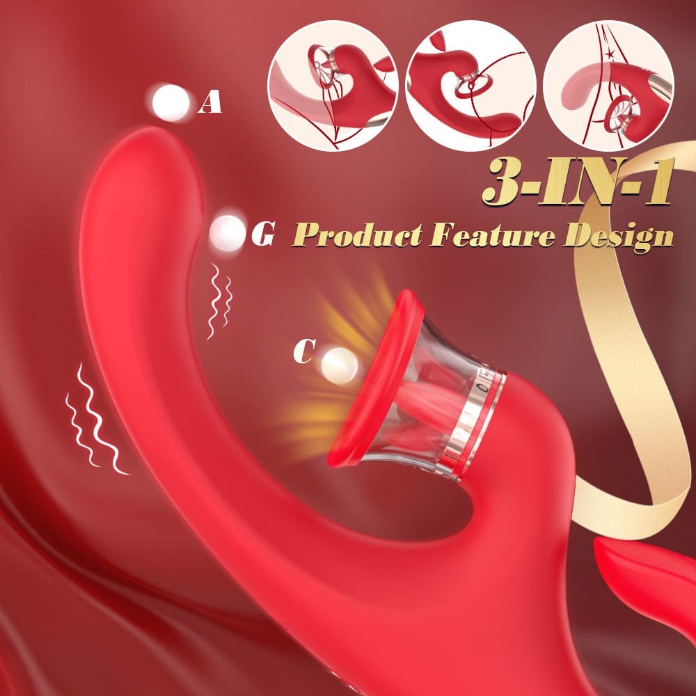 Quusvik - Sandra Tongue Licking Vibrator – 9 Vibrations & 9 Thrusting Modes, Vacuum Suction, IPX7 Waterproof, G-Spot & Clitoral Stimulation