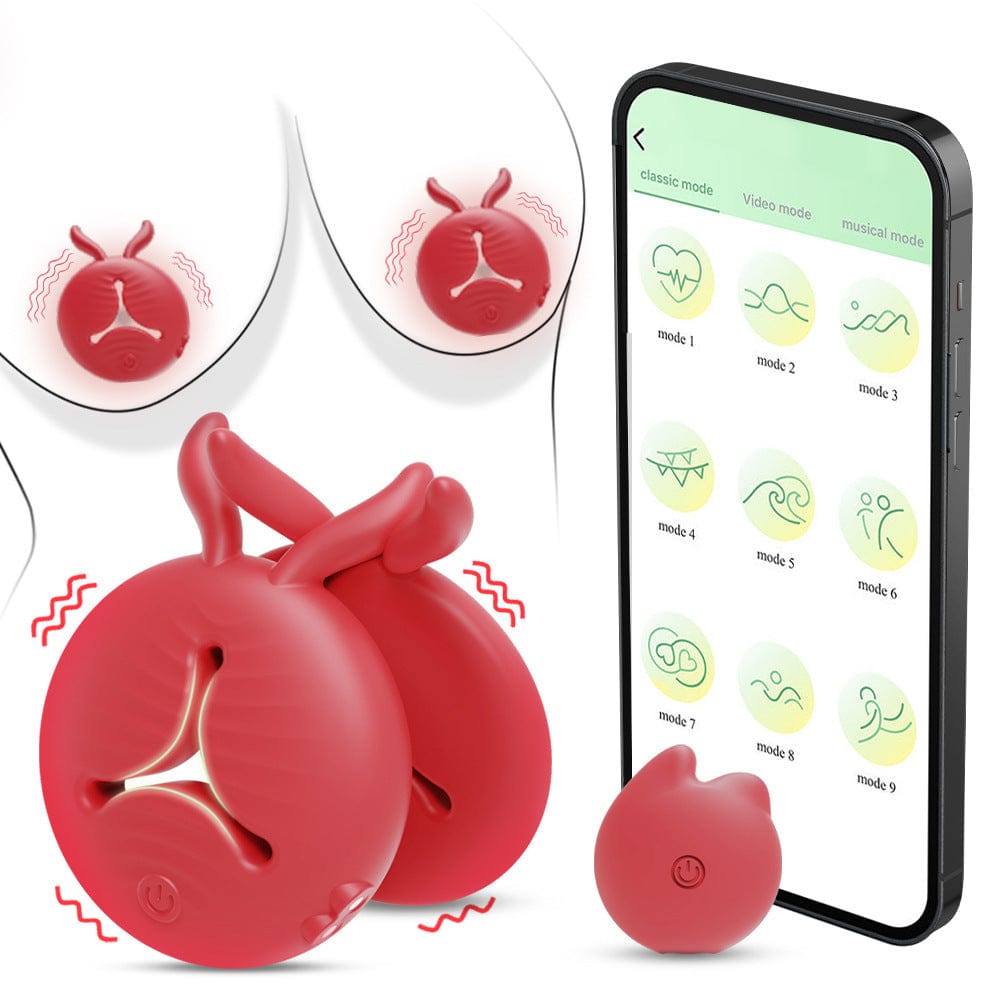 Quusvik Rabbit Vibrating Nipple Clamps - Smart App & Remote Control BDSM Toy