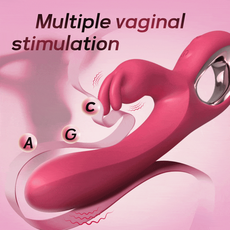 Quusvik 2-in-1 Rabbit Vibrator – 10 Vibration Modes, Dual Motors, Full Waterproof, Ergonomic Ring Handle (Rose Red/Purple)