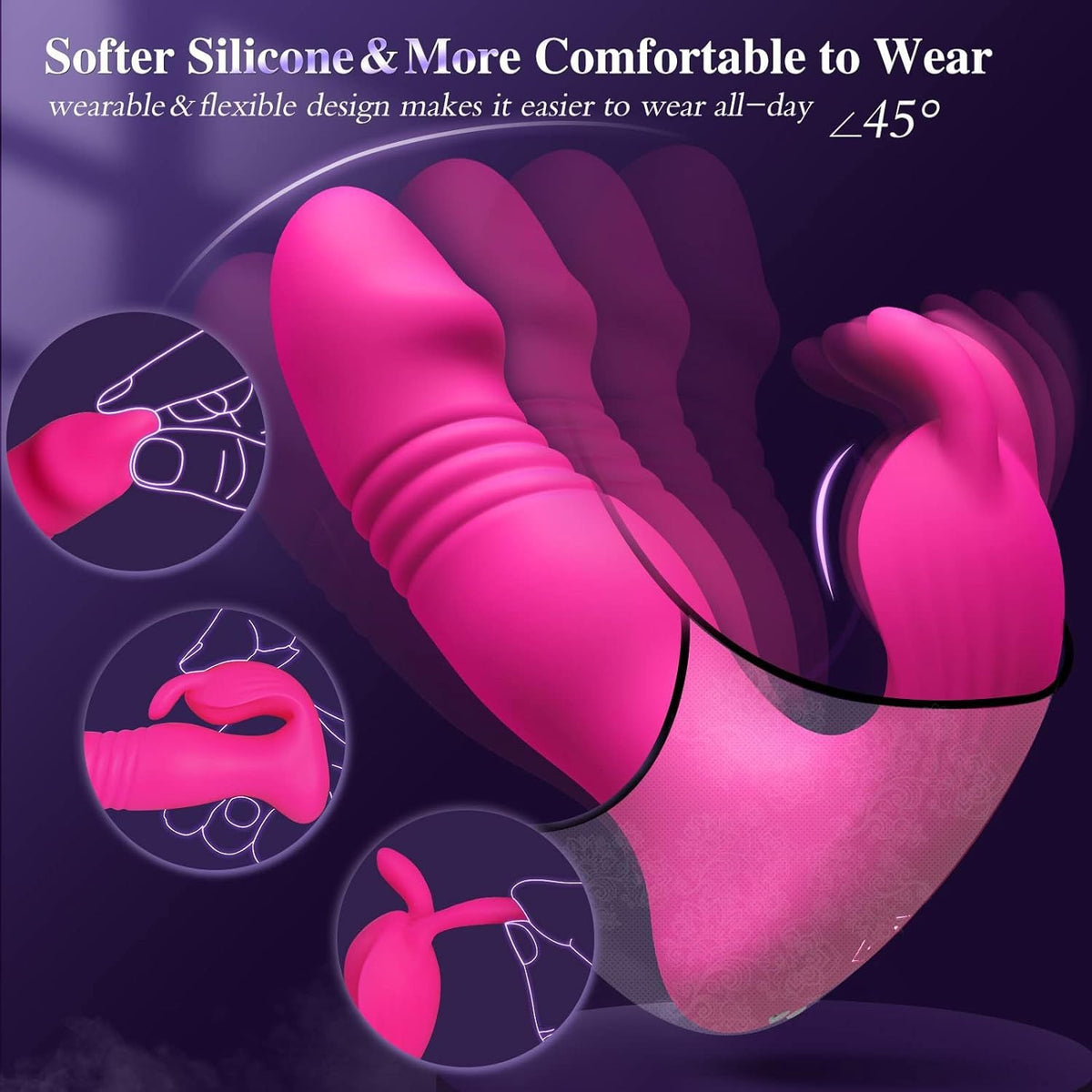 Quusvik - 3-in-1 Bunny Wearable Thrusting G-Spot Vibrator with App & Remote Control