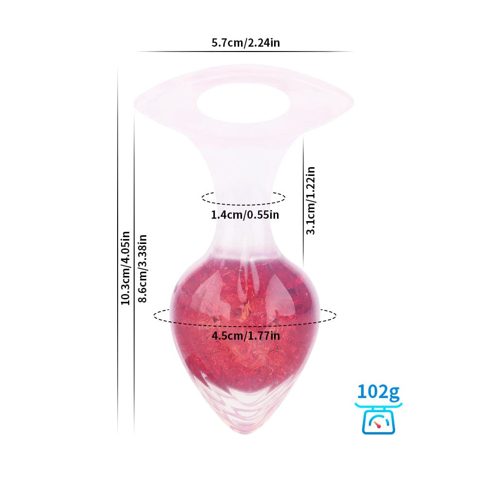 Quusvik Love-Shaped Crystal Butt Plug – Weighted Anal Plug for G-Spot & Prostate Stimulation, 3 Sizes, O-Ring Base, Liquid Silicone