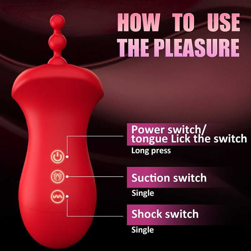 Quusvik Big Mouth Clitoral Suction & Anal Bead Vibrator – 10 Tongue Licking & Vibration Modes