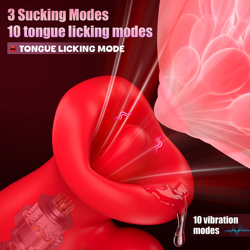 Quusvik Big Mouth Clitoral Suction & Anal Bead Vibrator – 10 Tongue Licking & Vibration Modes