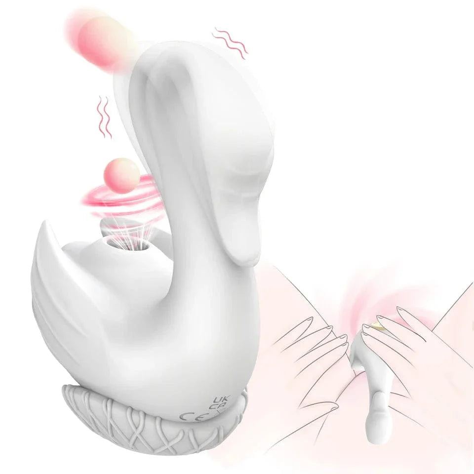 Swan Sucking Clitoral & Nipple Stimulation Vibrator – 10 Suction & Vibration Modes, USB Rechargeable, Waterproof