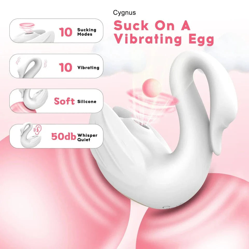 Swan Sucking Clitoral & Nipple Stimulation Vibrator – 10 Suction & Vibration Modes, USB Rechargeable, Waterproof