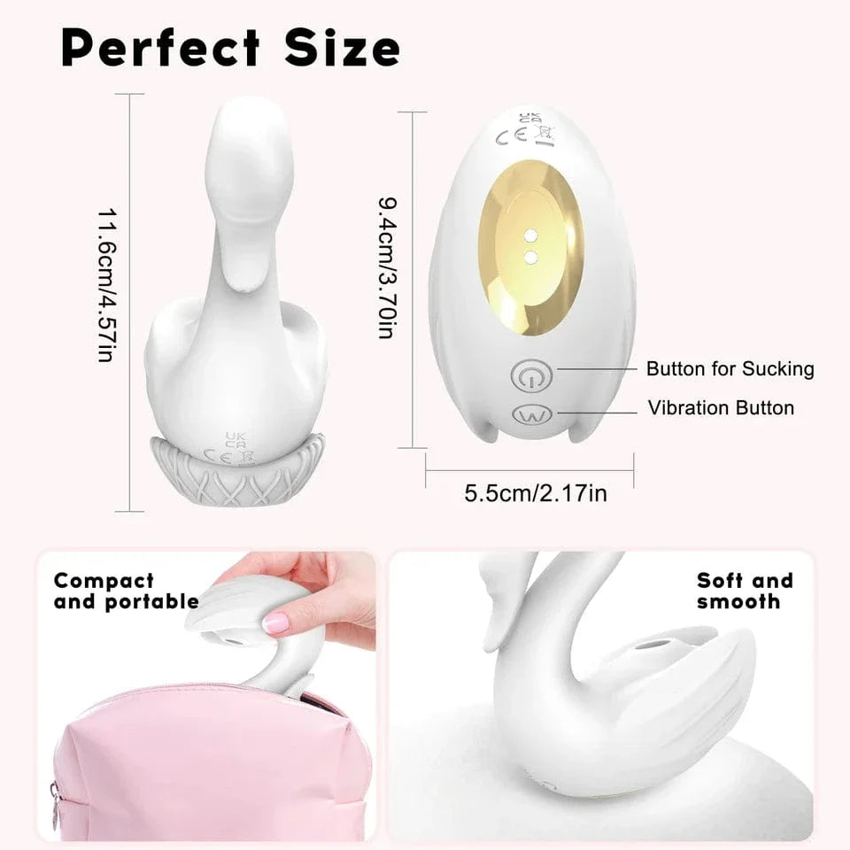 Swan Sucking Clitoral & Nipple Stimulation Vibrator – 10 Suction & Vibration Modes, USB Rechargeable, Waterproof