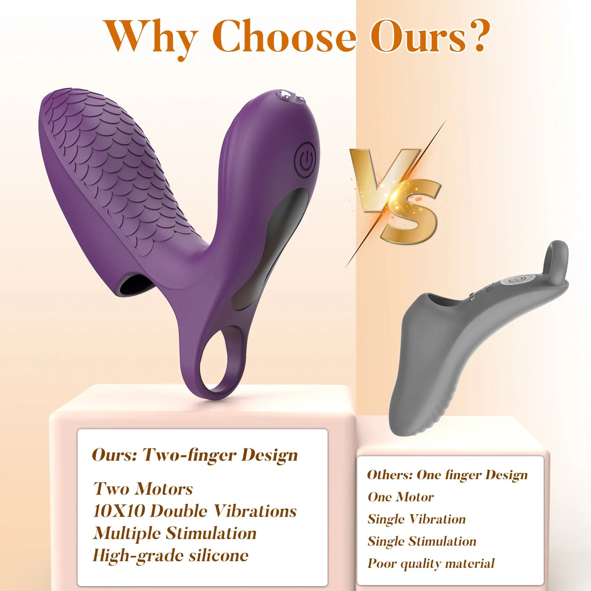Upgraded 2-in-1 Double Vibration Finger Vibrator for G spot Clitoral Stimulation - Lurevibe