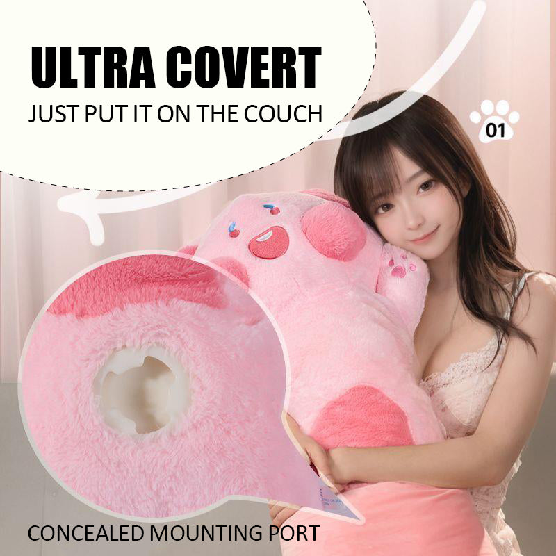 Cat Pillow Hidden Dildo Vibrator | 10-Speed Vibration + 3-Speed Thrusting | Automatic Licking & Suction