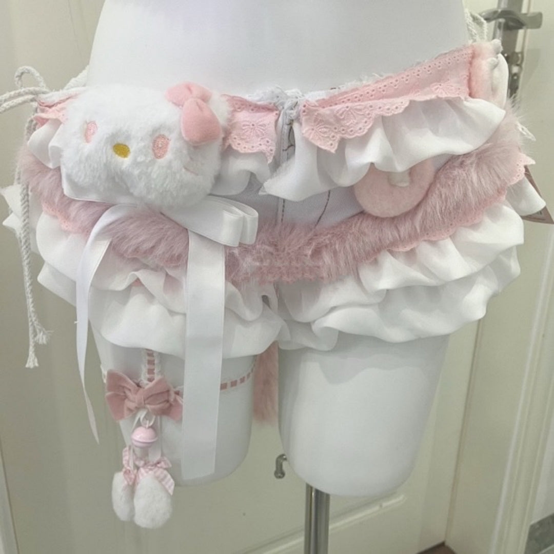 Cute Kitten Suspender Jeans Sexy Lingerie Set