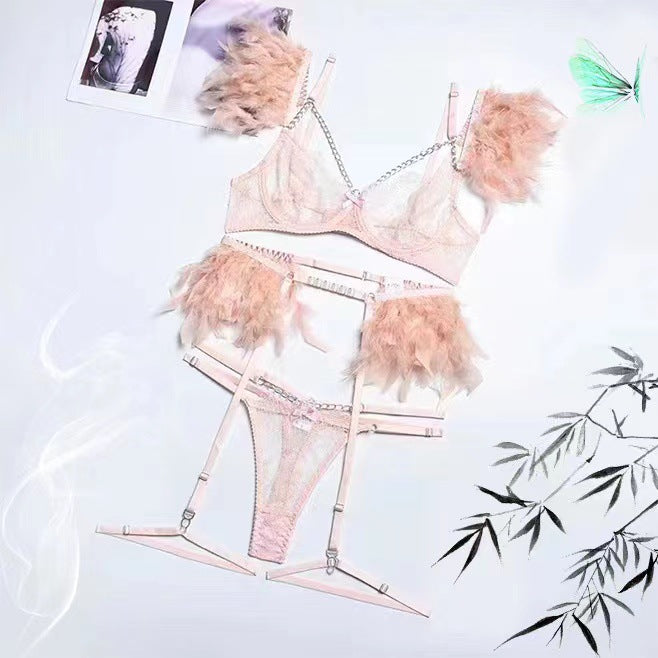 Four - piece Lace Splicing Chain Sexy Slimming Lingerie