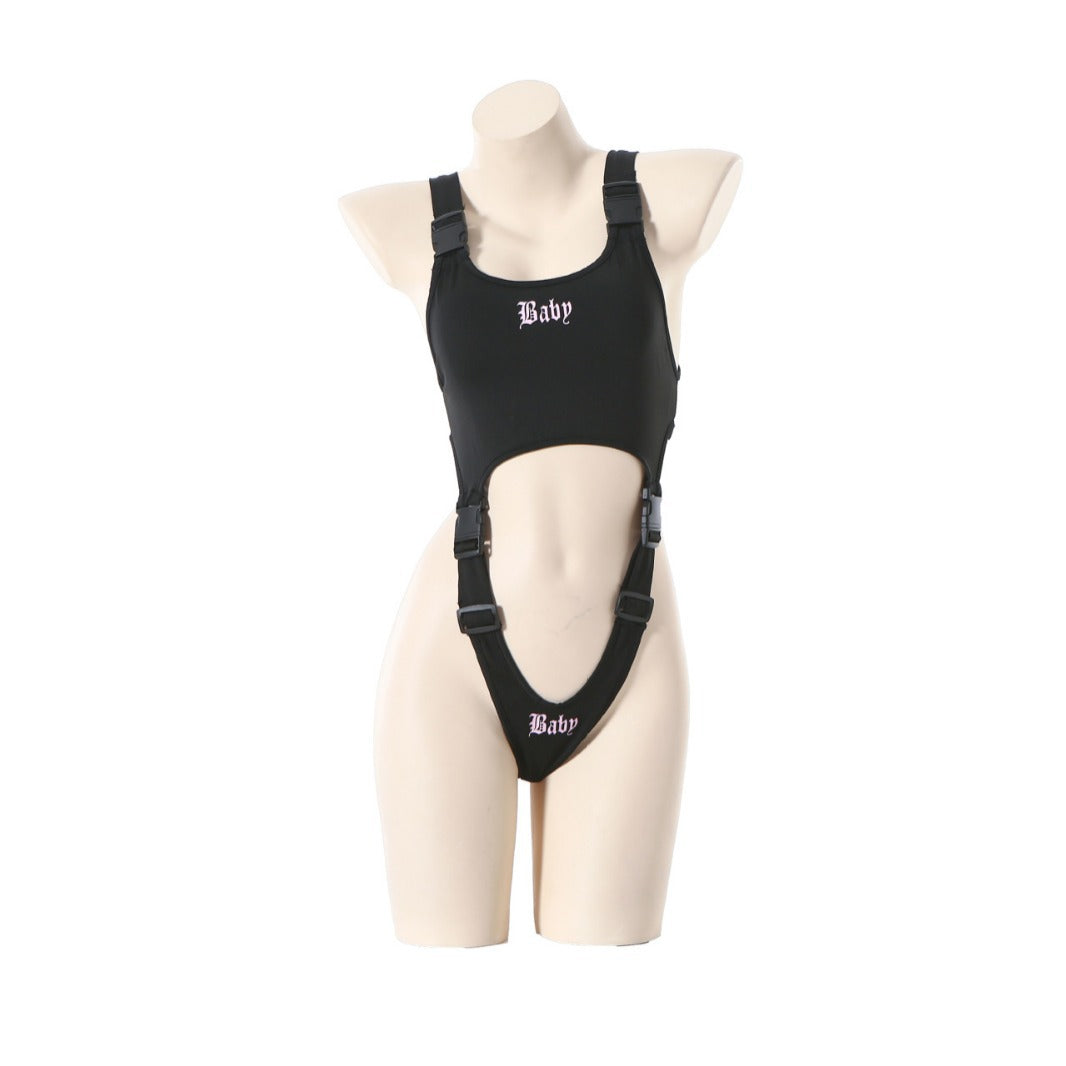 "Baby" Printed One-piece Strap Buckle Sexy Lingerie