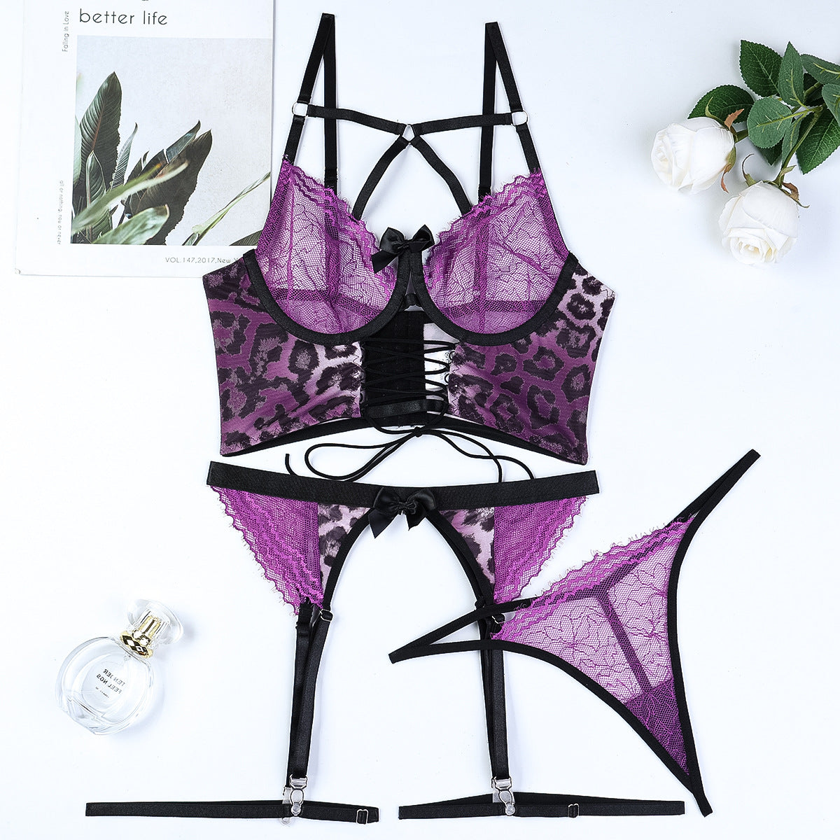 Sexy Leopard Print Lace-up High Quality Sexy Lingerie