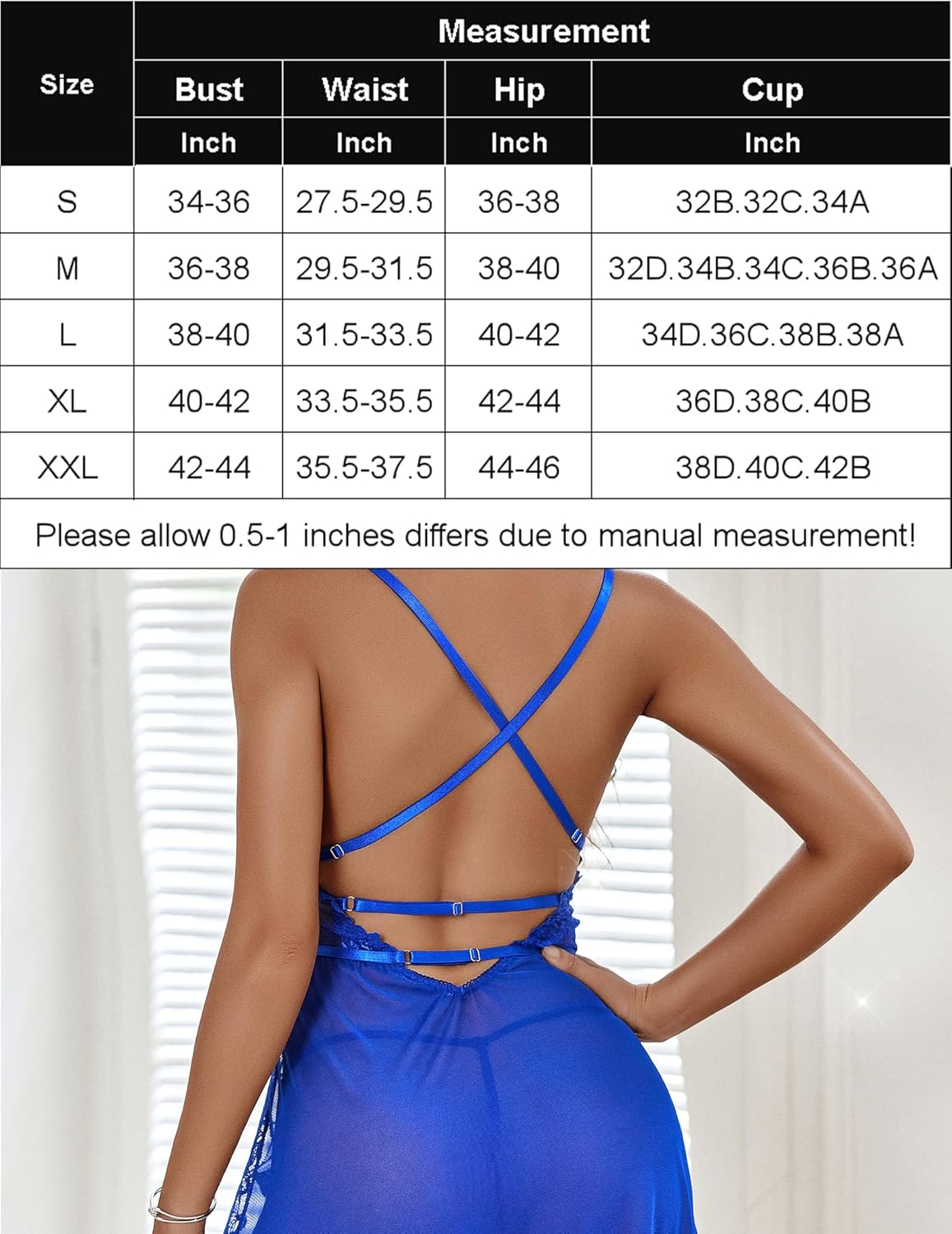Women's Charming Lace Babydoll Lingerie Set Cute Dress with Thongs Chemise