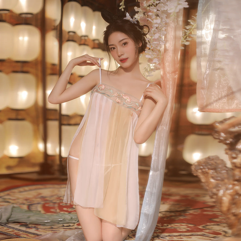 Ancient Style Sexy Chiffon Bra Pajamas Set