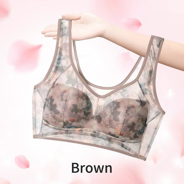Middle-aged Printed Bra Large Size Thin Style Wireless Vest-style Bra Prevent Sagging Seamless