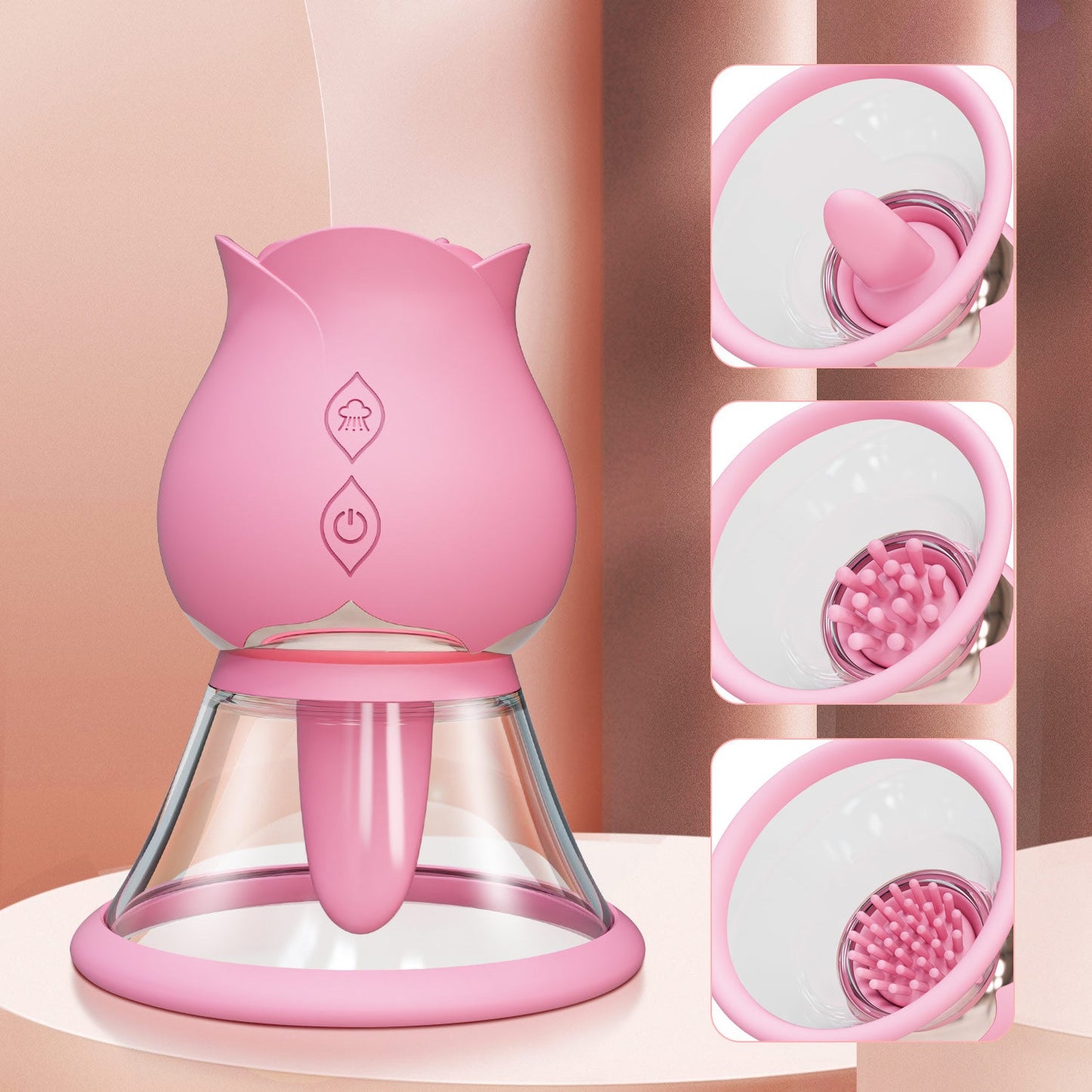 3-in-1 Rose Vacuum Sucking Nipple & Clitoris Stimulator – 3 Interchangeable Heads