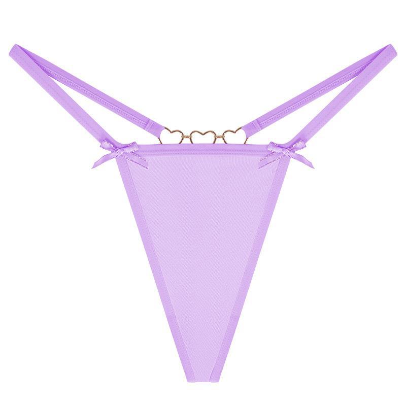 Sexy Love Heart Chain Bowknot Low Waist Seamless Women's Thong